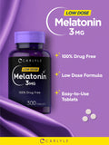 Caja de Carlyle Melatonina 3 mg, empaque libre de gluten y detalles de calidad
