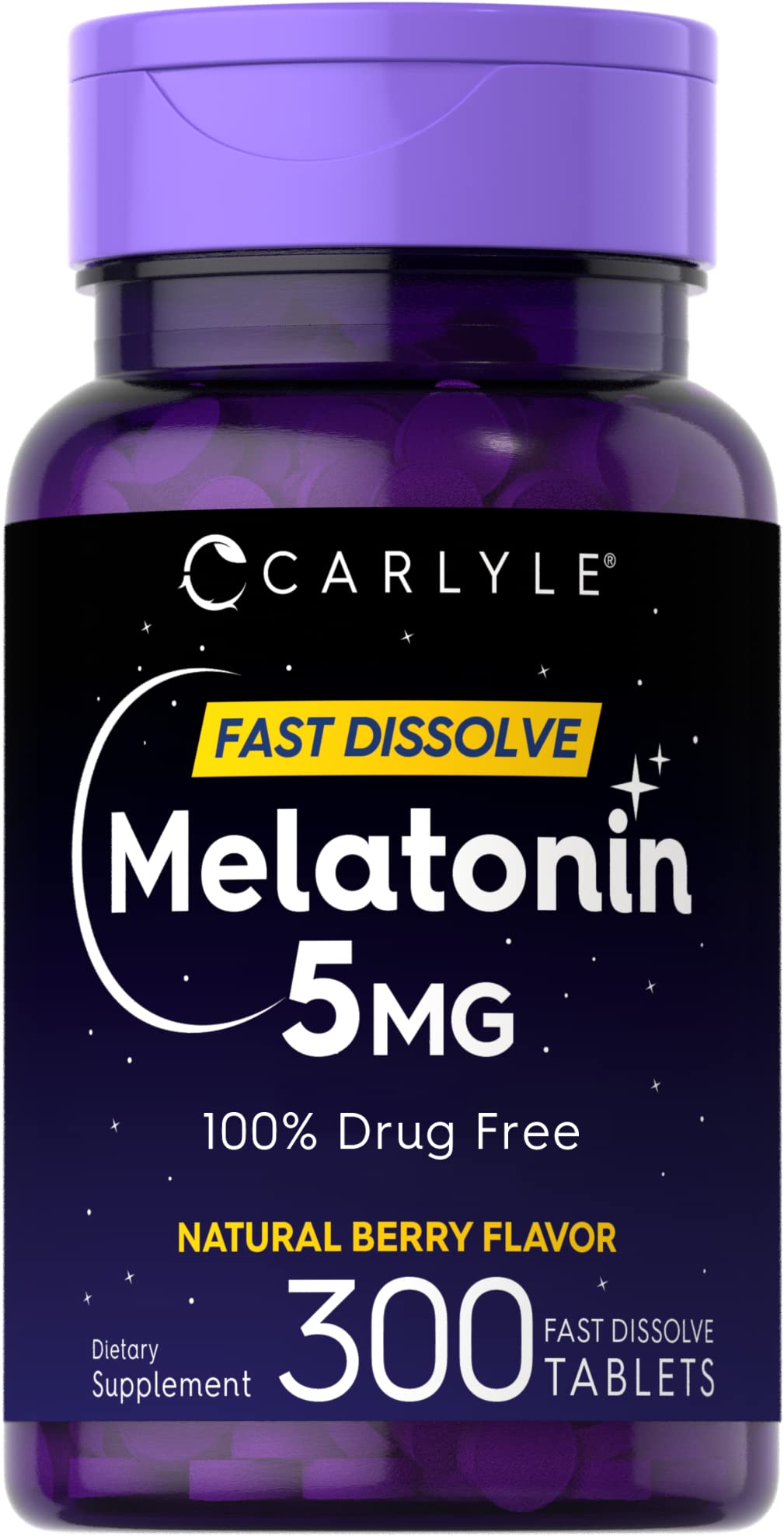 Carlyle Melatonina 5 mg disolución rápida, sabor mora, para inicio de descanso suave.