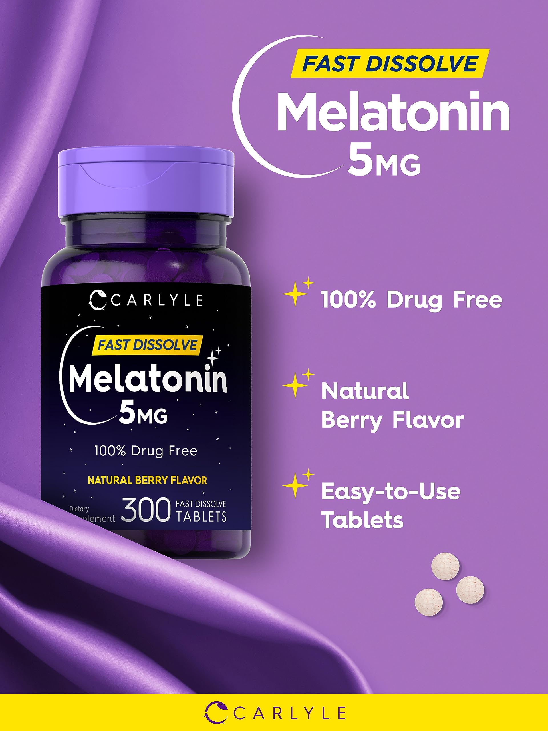 Empaque premium de Carlyle Melatonina 5 mg para una rutina nocturna elegante.