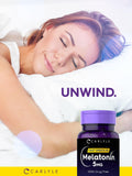 Melatonina Carlyle 5 mg libre de gluten para mayor tranquilidad.