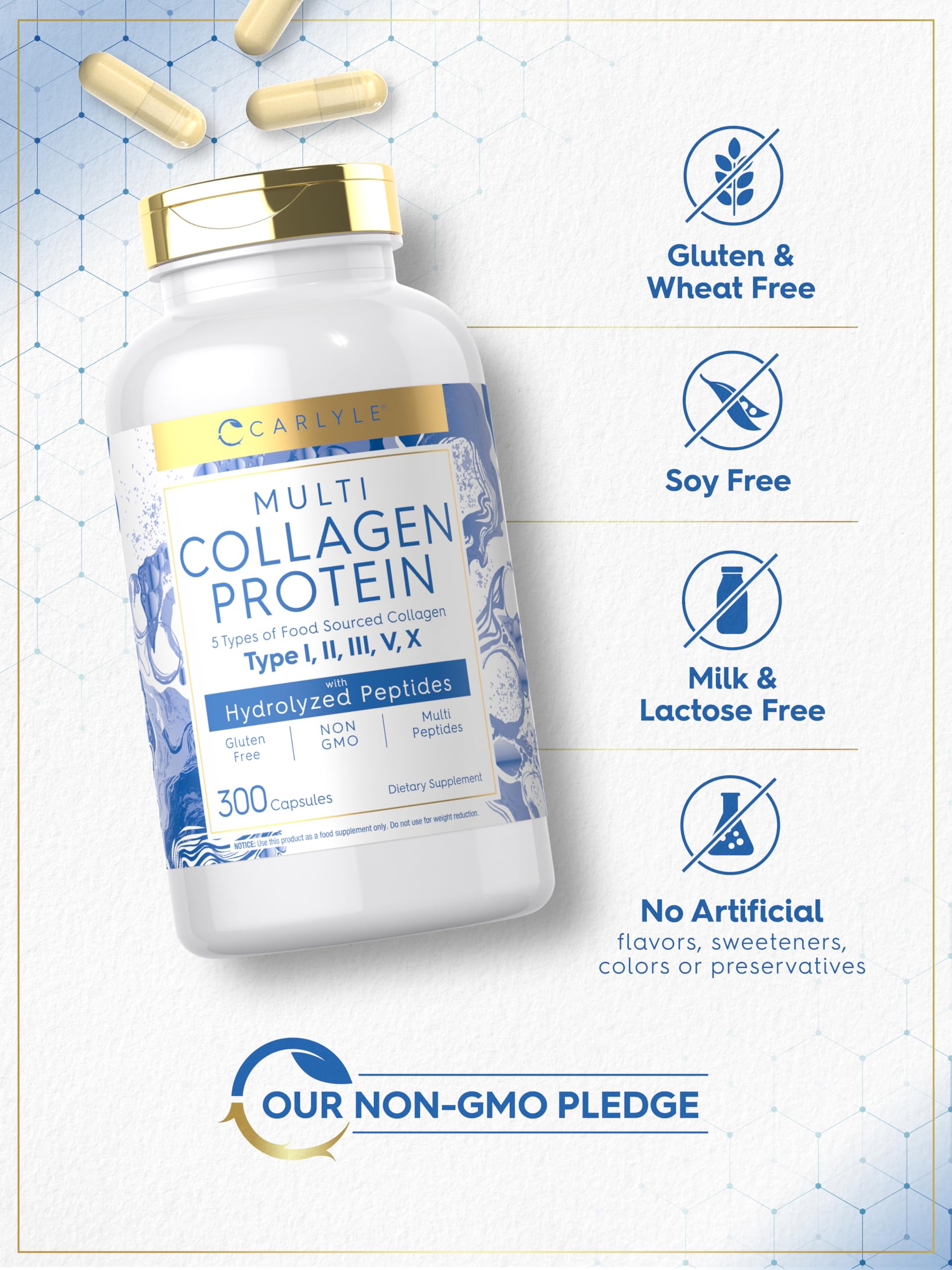Carlyle Multi Colágeno Cápsulas 2000mg, caja exterior, experiencia de compra organizada.