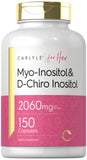 Carlyle Myo-Inositol y D-Chiro Inositol en cápsulas, frasco para uso diario.