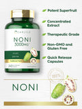 Carlyle Noni – etiqueta que destaca sin gluten y sin OGM