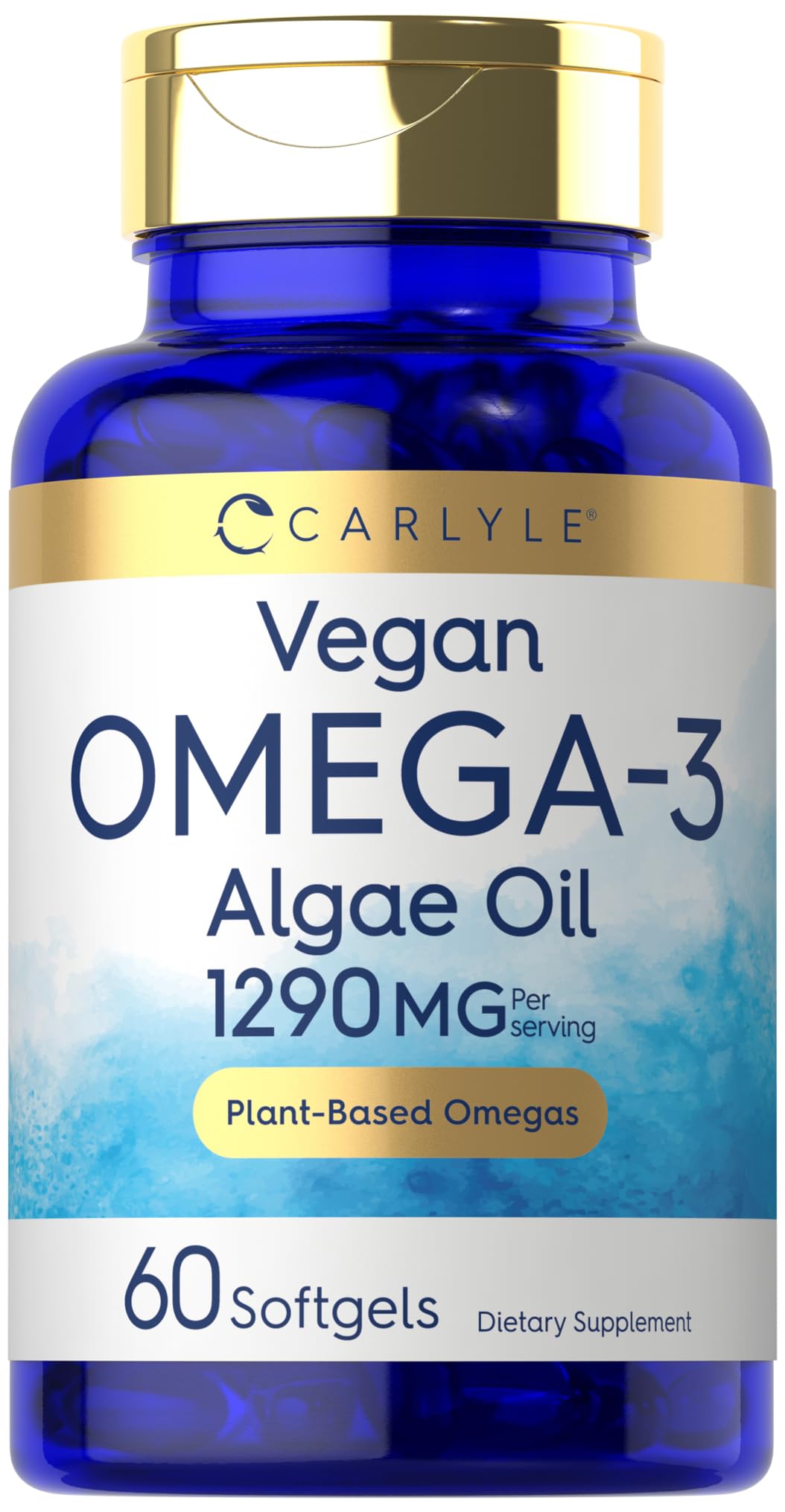 Carlyle Omega-3 vegano cápsula blanda en bote, opción vegetariana de omega-3