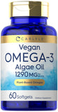 Carlyle Omega-3 vegano cápsula blanda en bote, opción vegetariana de omega-3