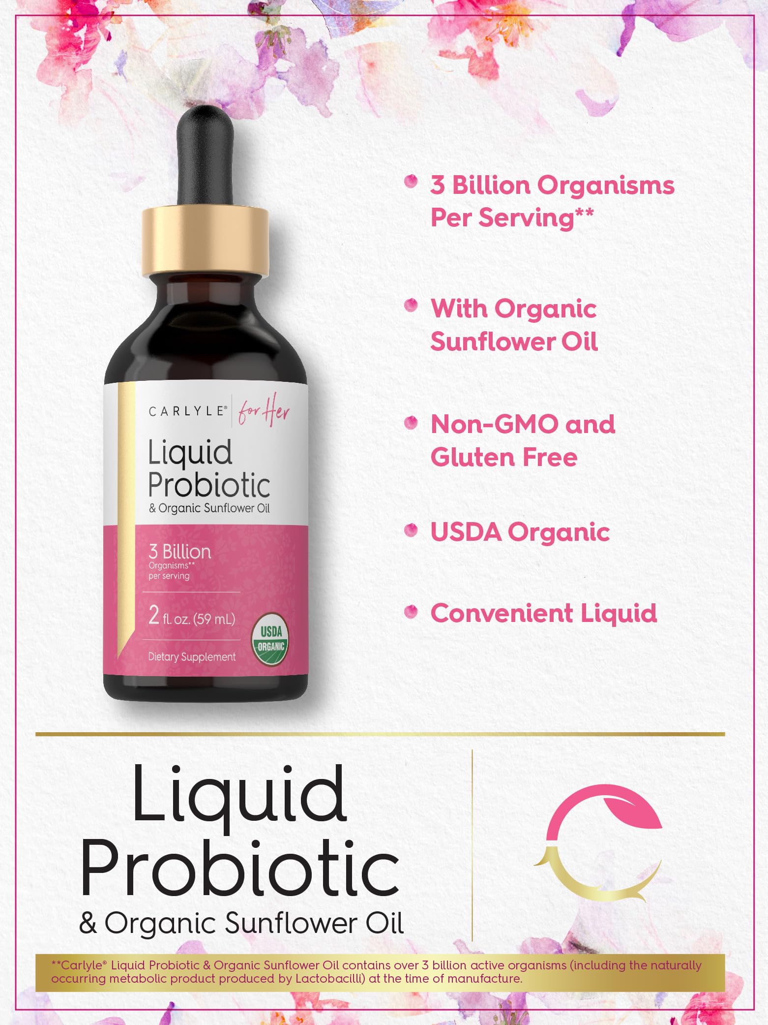 Carlyle probiótico con verificación de laboratorio e ingredientes confiables.