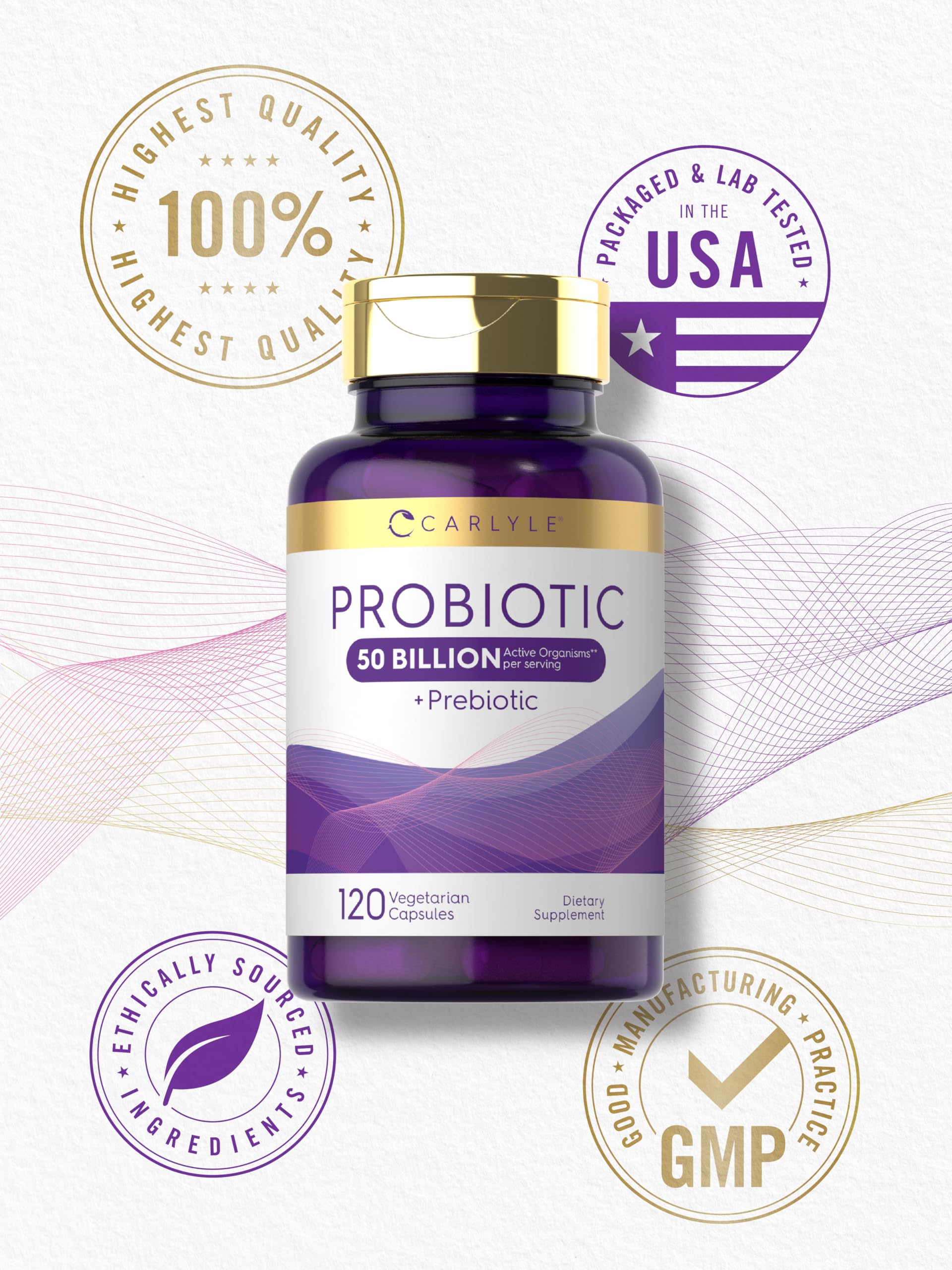 Cápsulas para uso diario con Carlyle Probiotics.