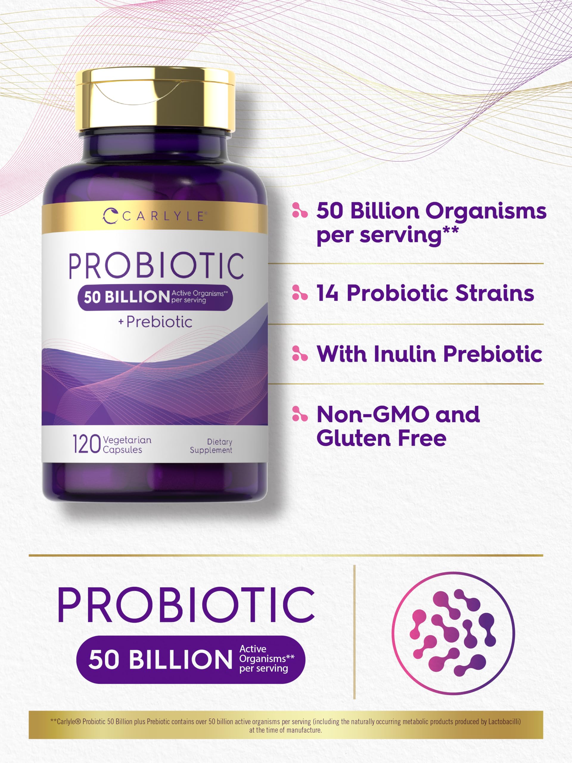 Imagen de prebióticos visibles en la fórmula Carlyle Probiotics.