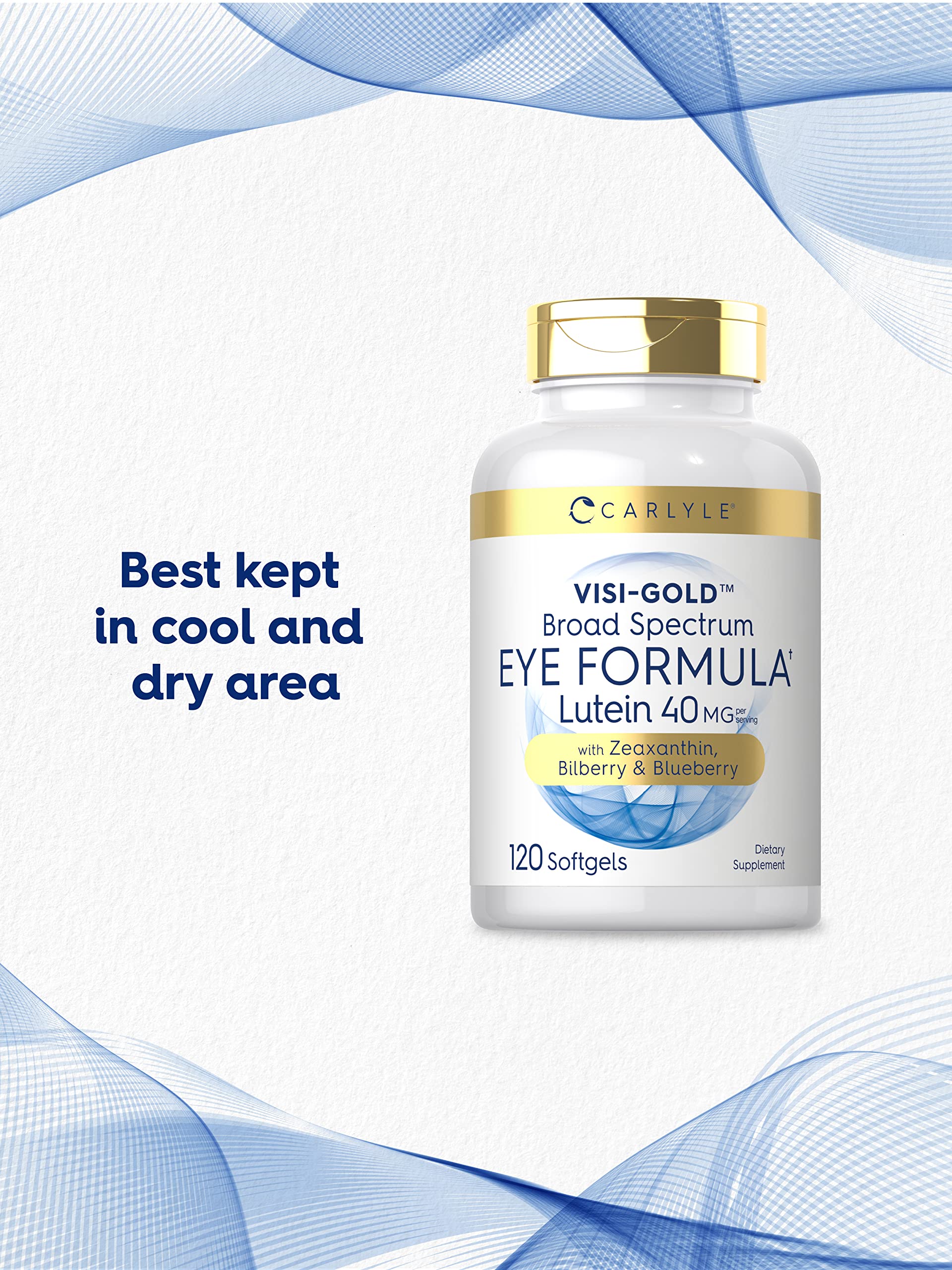 Carlyle Suplemento para la Salud Ocular, etiqueta clara con ingredientes clave.