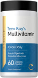 Carlyle Teen Multivitamin para chicos, botella de cápsulas recubiertas para uso diario.