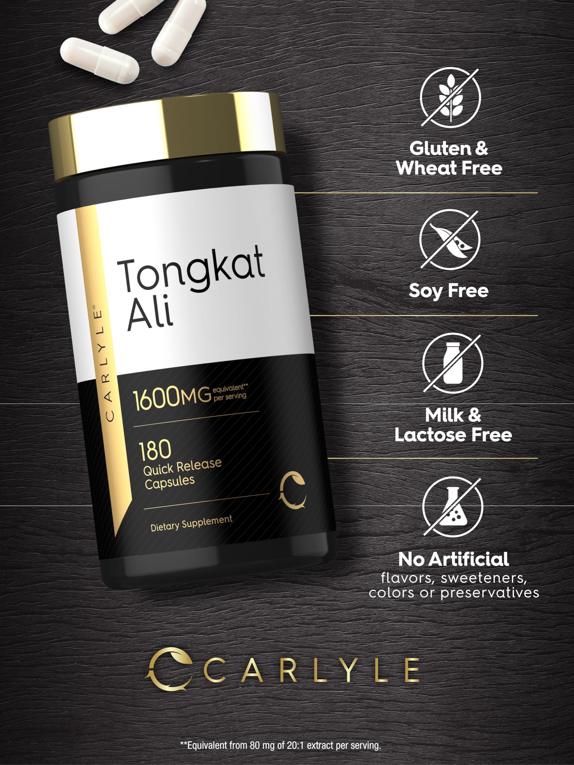 Carlyle Tongkat Ali libre de OGMs para tranquilidad.