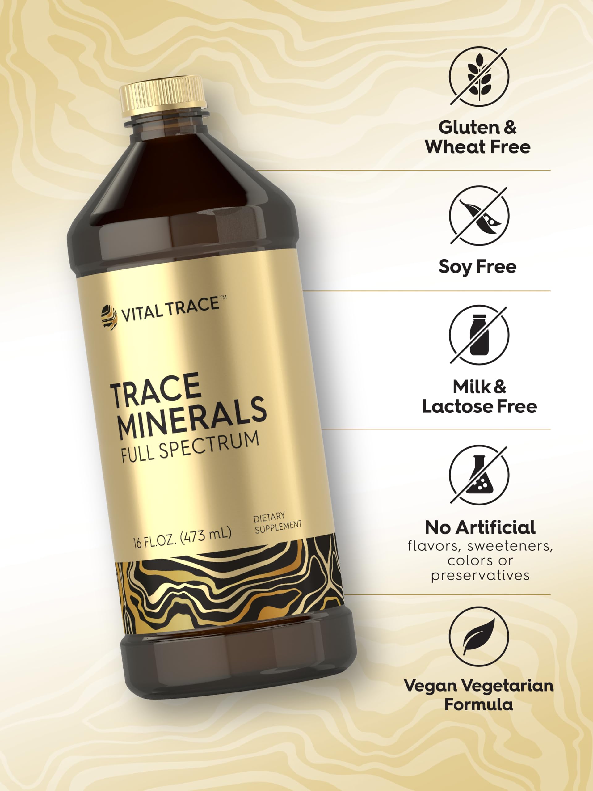 Carlyle Trace Minerals envase destacado libre de gluten y no transgénico