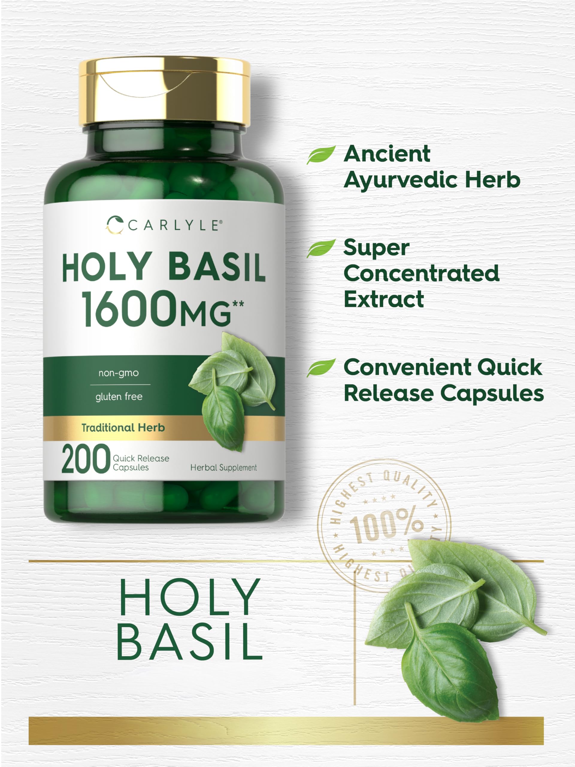Carlyle TulsiCaps etiqueta nutricional para decisiones seguras.