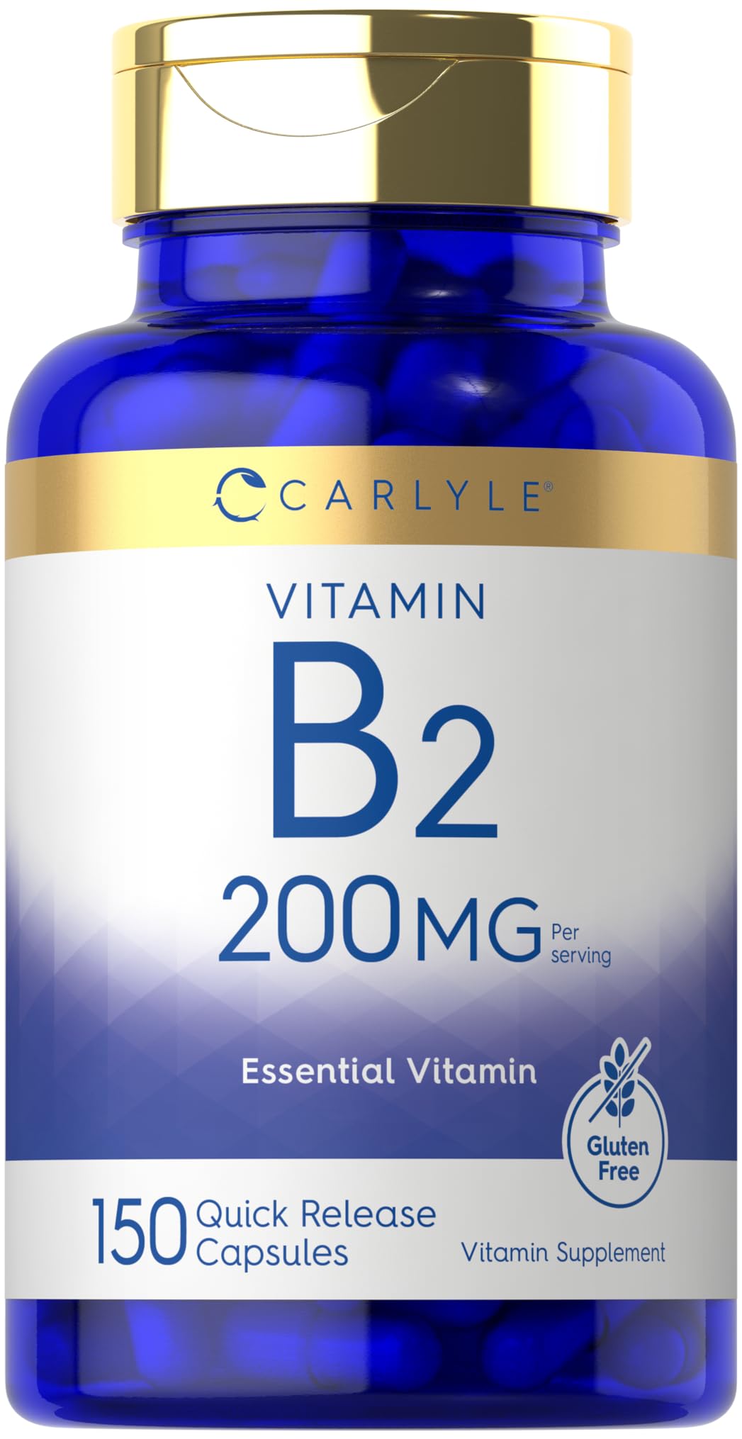 Carlyle Vitamina B2 200 mg: botella para uso diario y bienestar general.