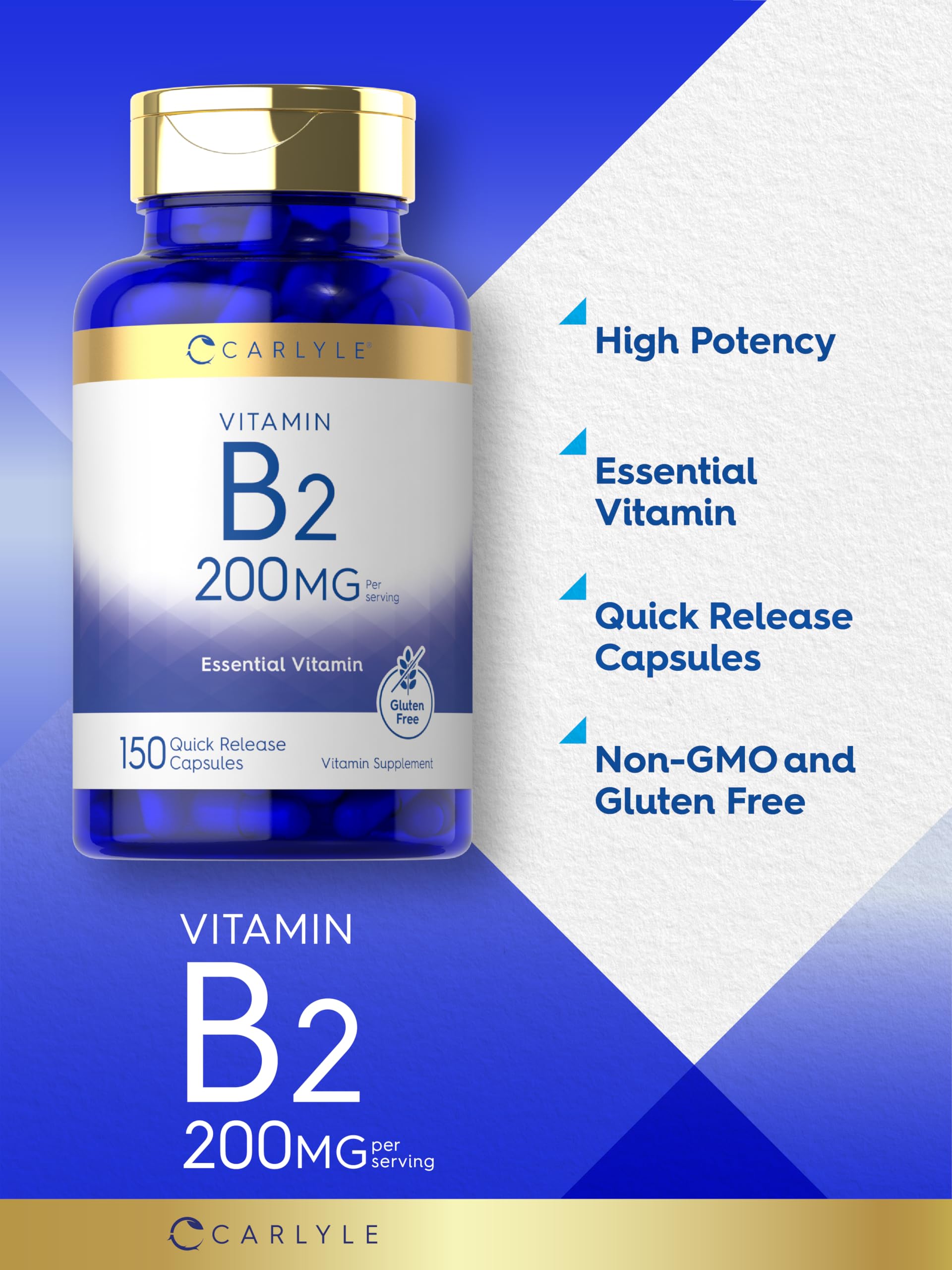 Carlyle Vitamina B2 200 mg: caja sellada para conservar frescura y calidad.