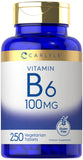 Carlyle Vitamina B6 100 mg, tabletas vegetarianas para uso diario.