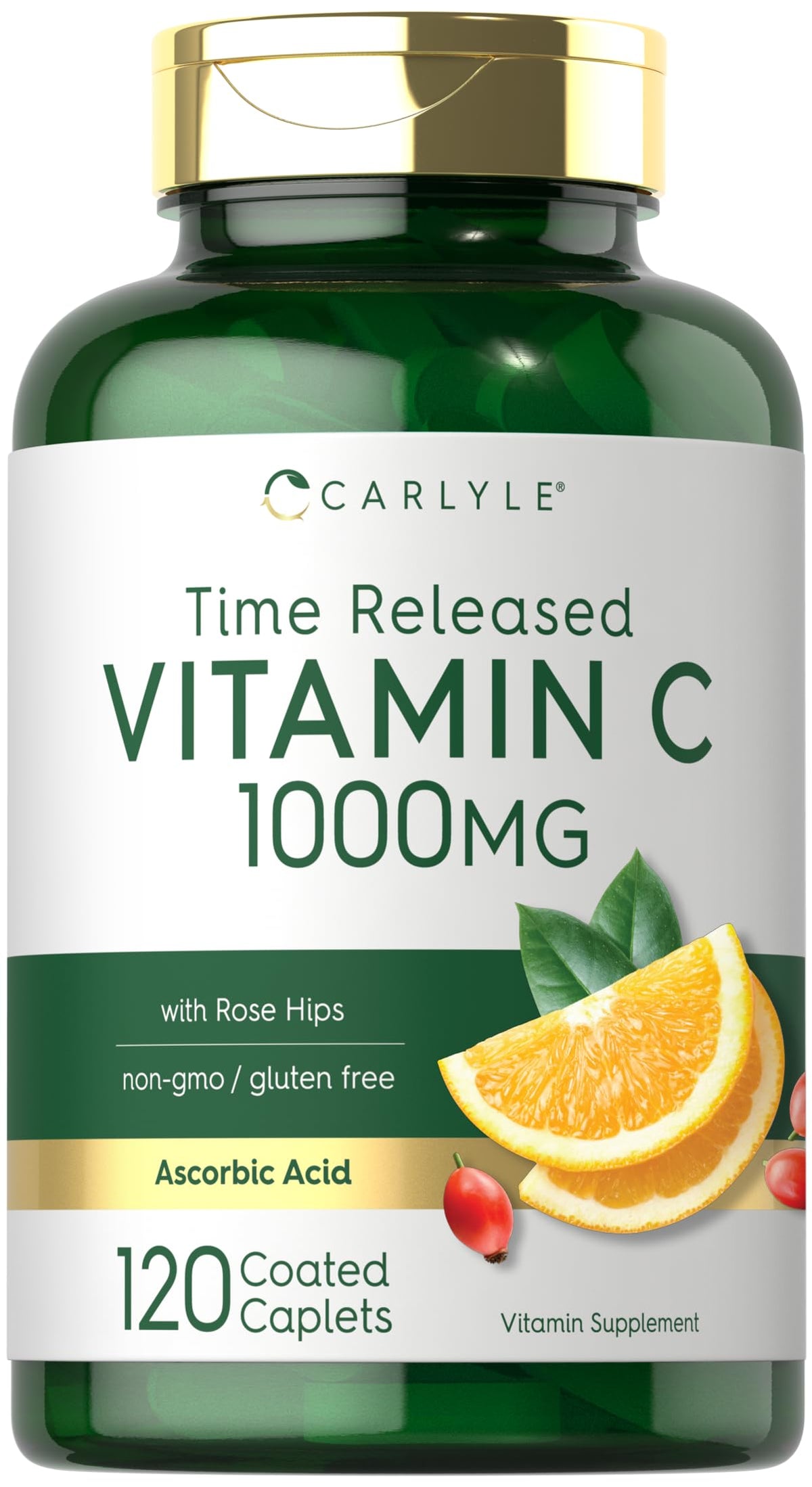 Carlyle Vitamina C 1000mg, bote de cápsulas vegetarianas para uso diario.