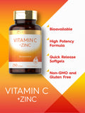 Etiqueta clara de Carlyle Vitamina C con Zinc, fácil de identificar