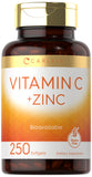 Carlyle Vitamina C con Zinc frasco de 250 softgeles para uso diario