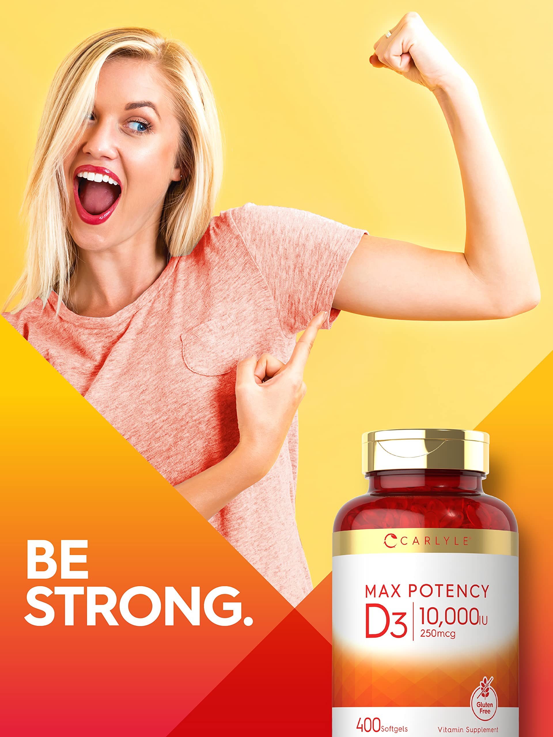 Carlyle Vitamina D 10000 UI, dosis diaria para días con poca luz solar.