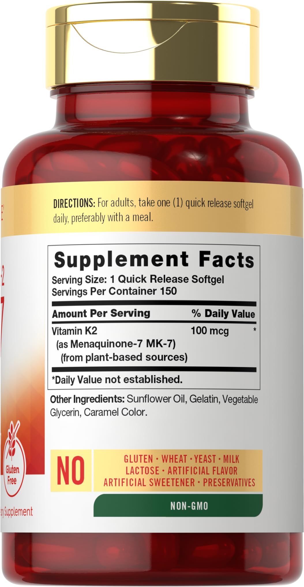 Carlyle Vitamina K2 MK7, cápsulas blandas fáciles de tragar para la rutina diaria
