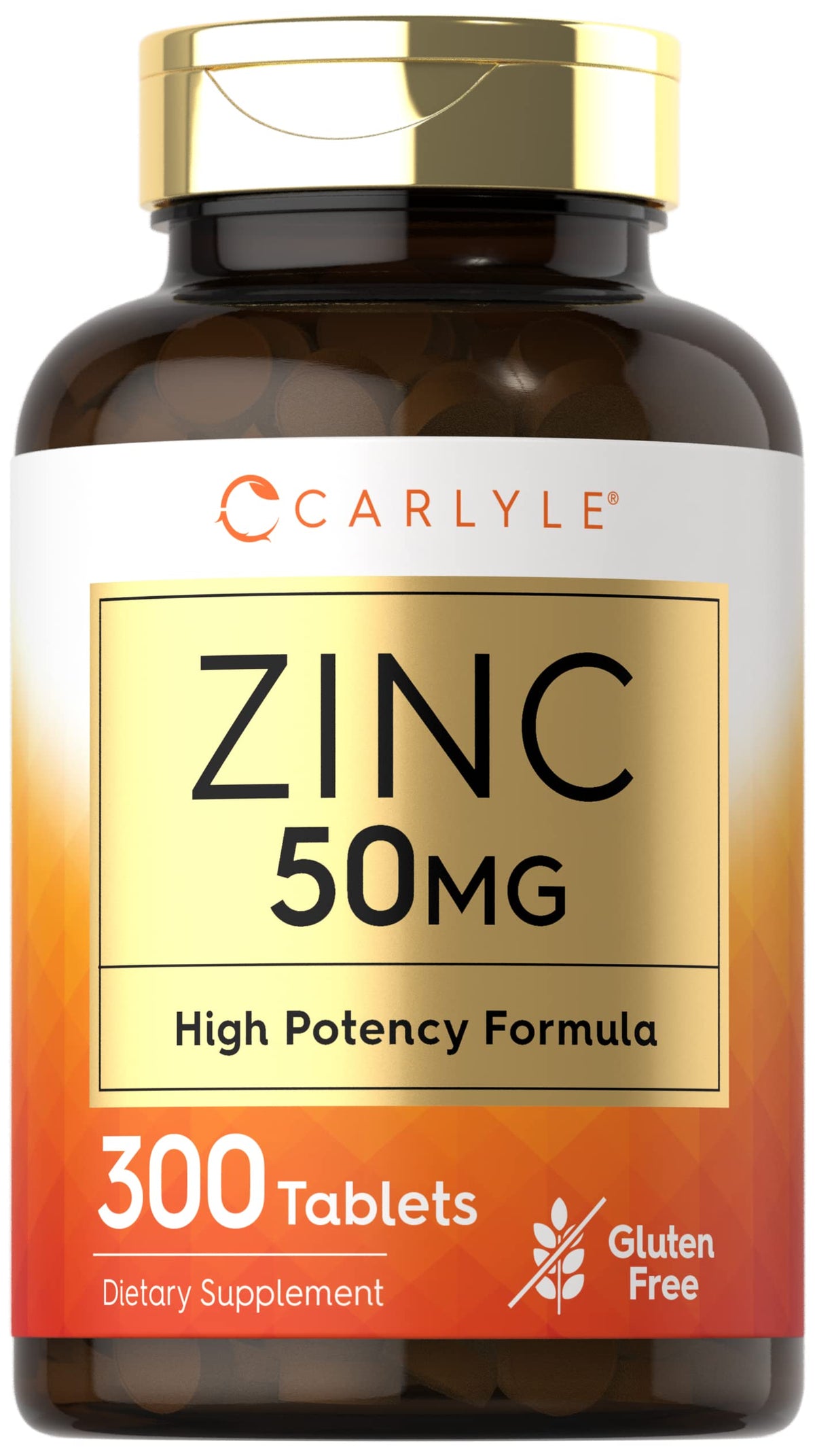 Carlyle Zinc 50 mg: botella para uso diario con fórmula de alta potencia.