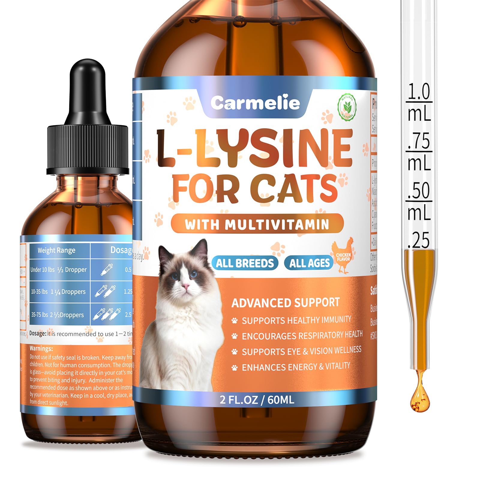 Carmelie L-Lisina para Gatos: estornudos reducidos y apoyo inmunológico.