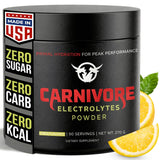 Carnivore Electrolytes, empaque en frasco para hidratación diaria sin azúcar.