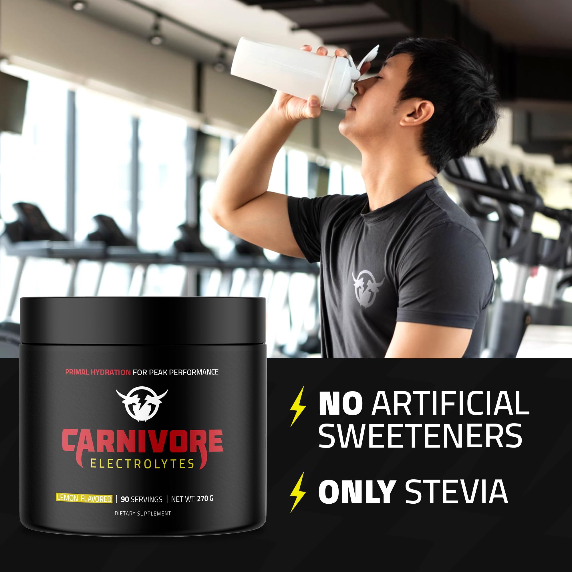 Carnivore Electrolytes sabor limón con aroma cítrico para energía diaria.