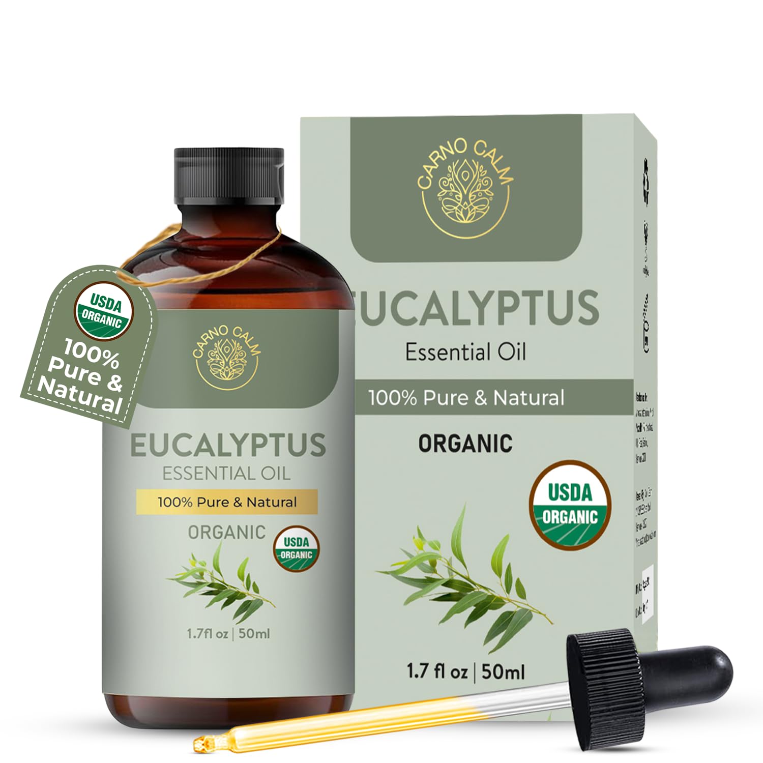 Carno Calm aceite de eucalipto: botella de 1,7 onzas lista para uso en difusor