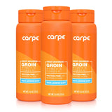Carpe polvo cuerpo absorbente en envase, sensación suave para la piel y frescura duradera.