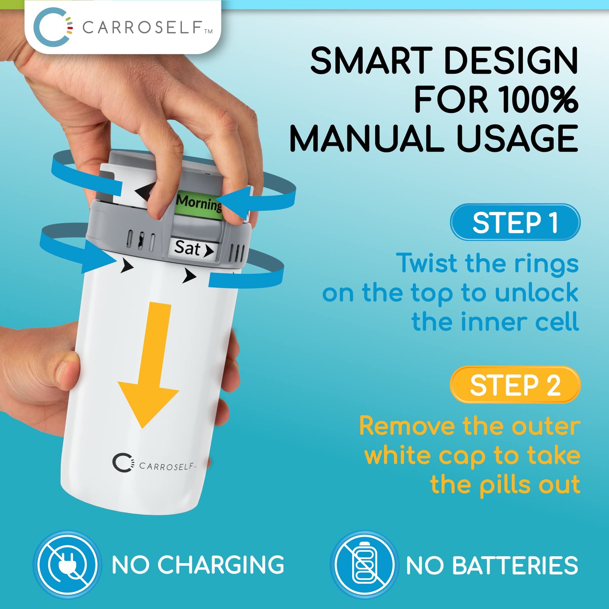 CARROSELF dispensador con alarma para recordatorios puntuales