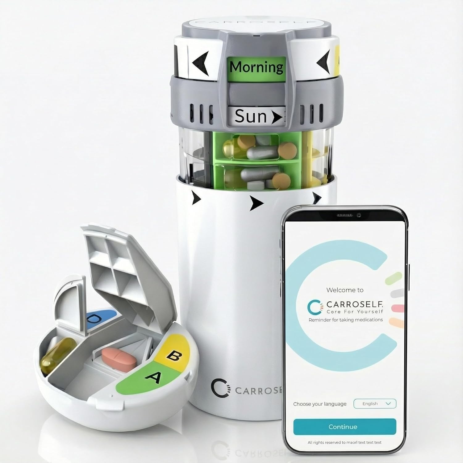 CARROSELF dispensador de pastillas para dosis diarias y organizacion