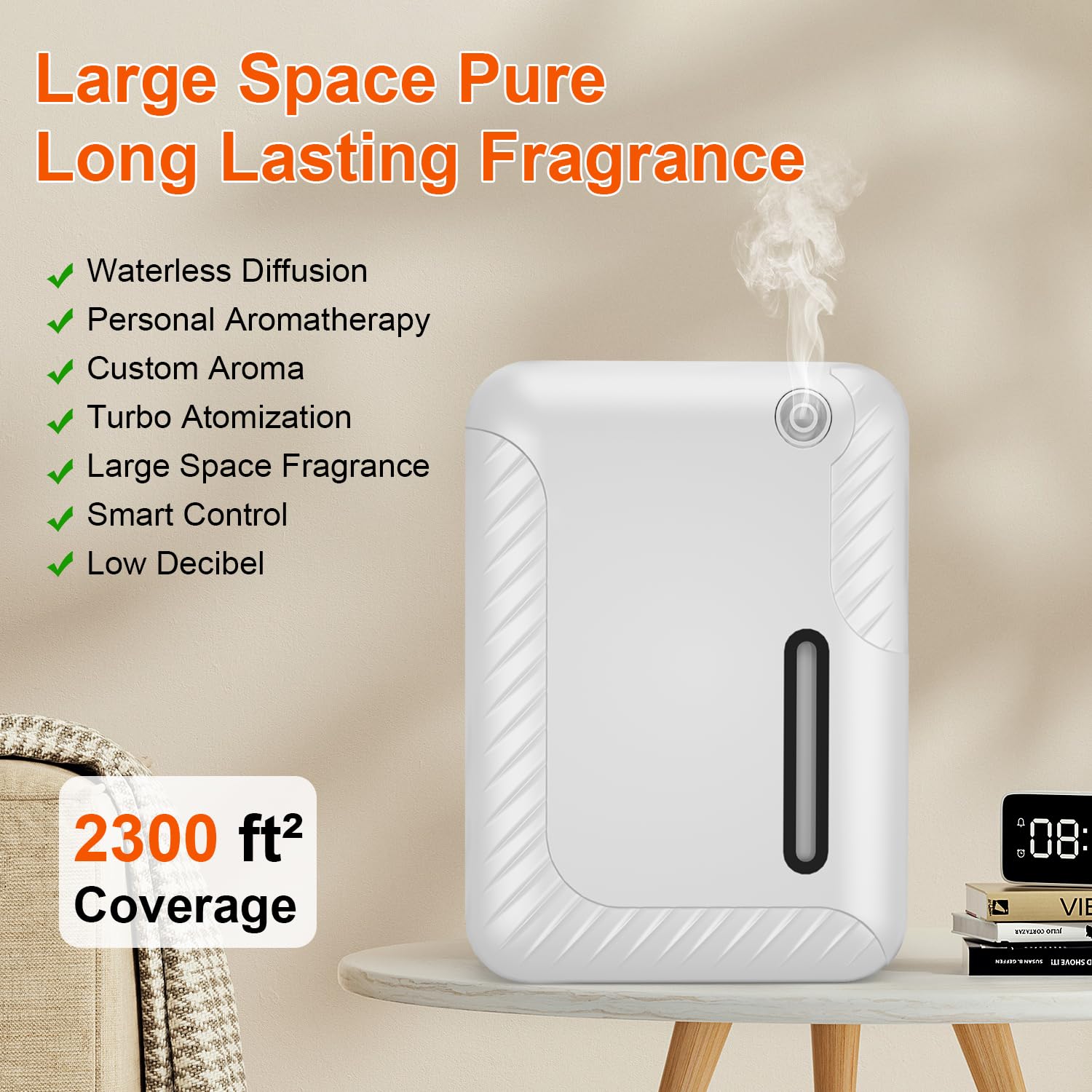Carry360 difusor con atomización turbo, niebla uniforme para ambientes amplios.