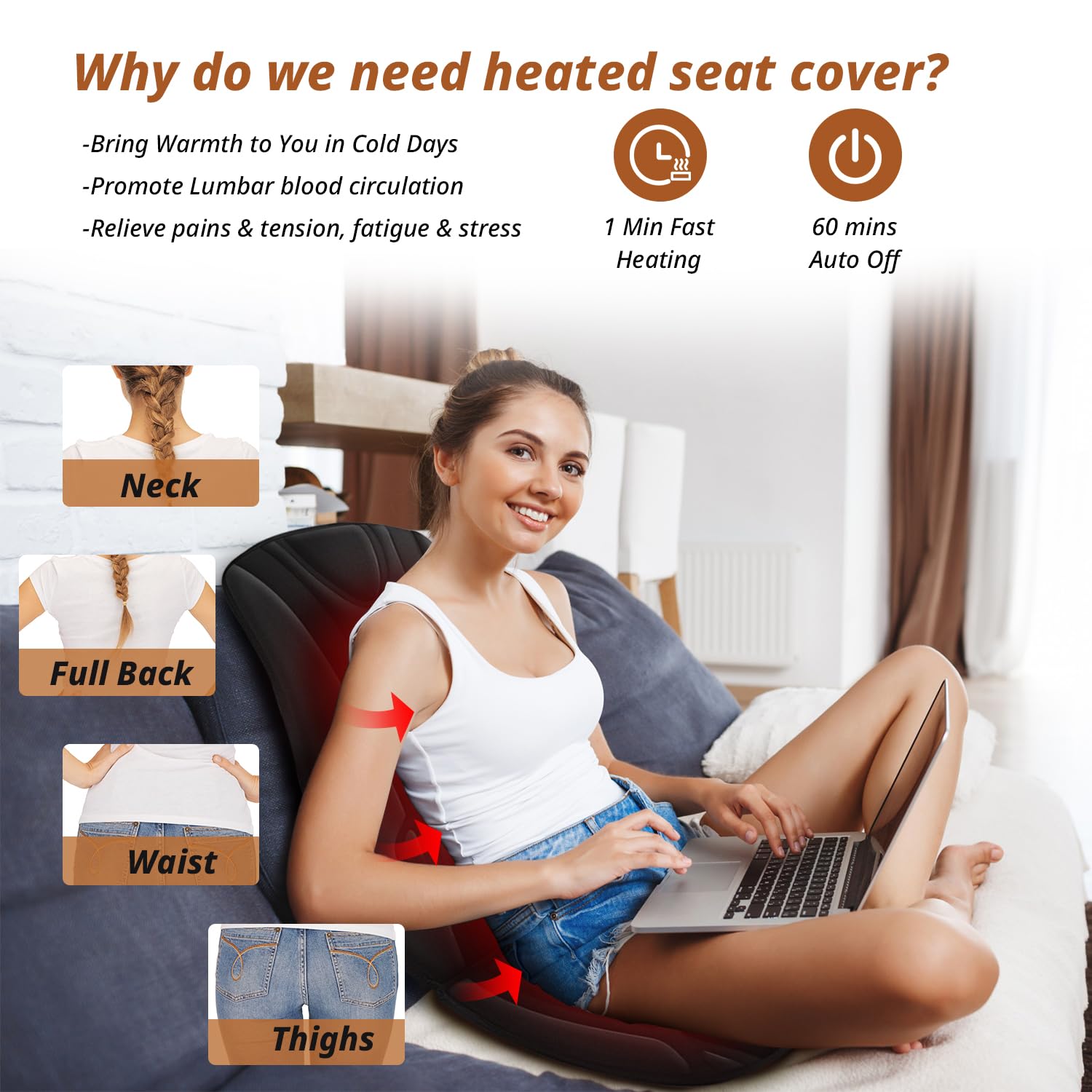 CARSHION: cobertor para silla con control de tres niveles de calor.