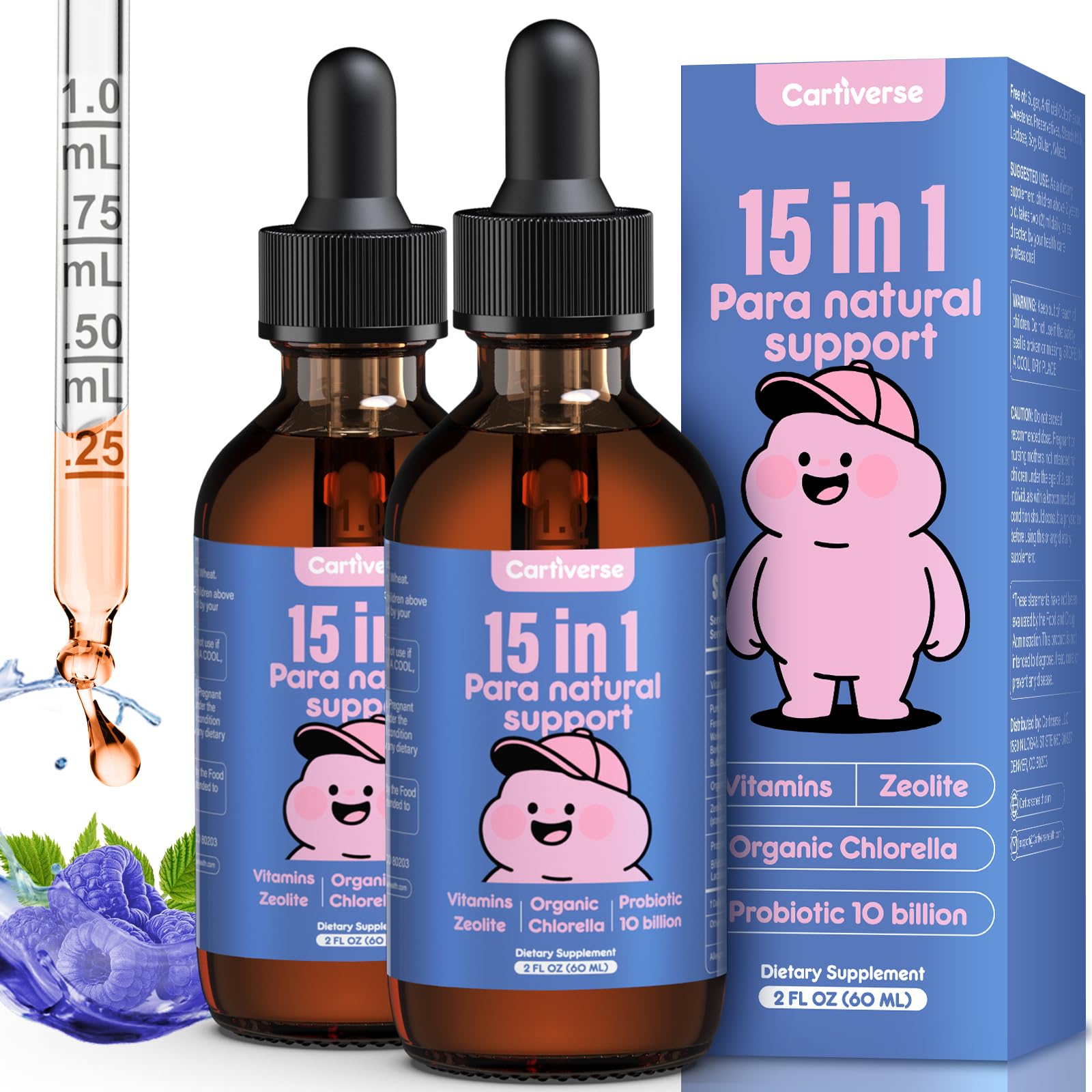 Cartiverse Parasite Cleanse: botella con gotero para dosis precisas.