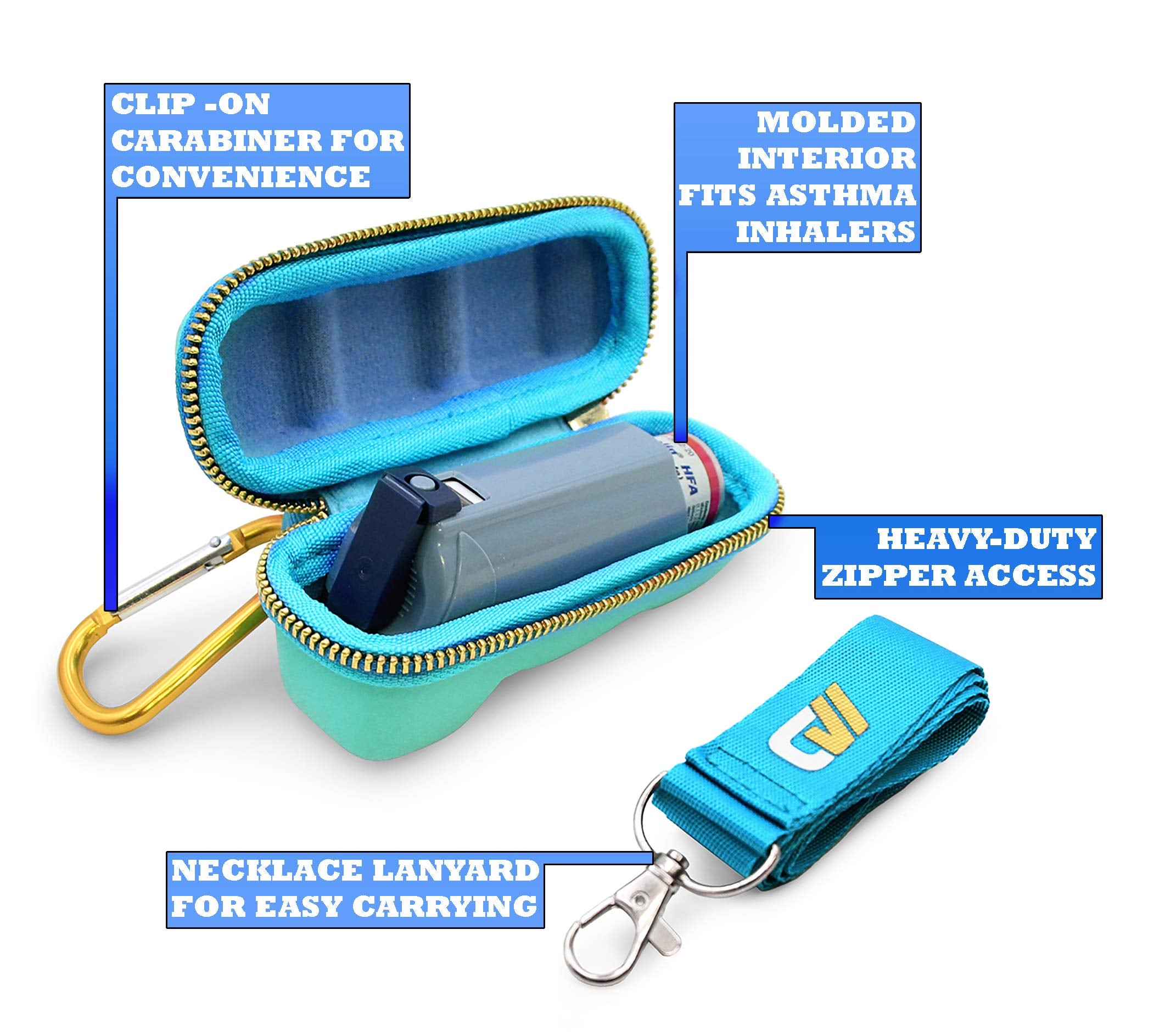 Casematix estuche inhalador acabado turquesa, diseño compacto y moderno