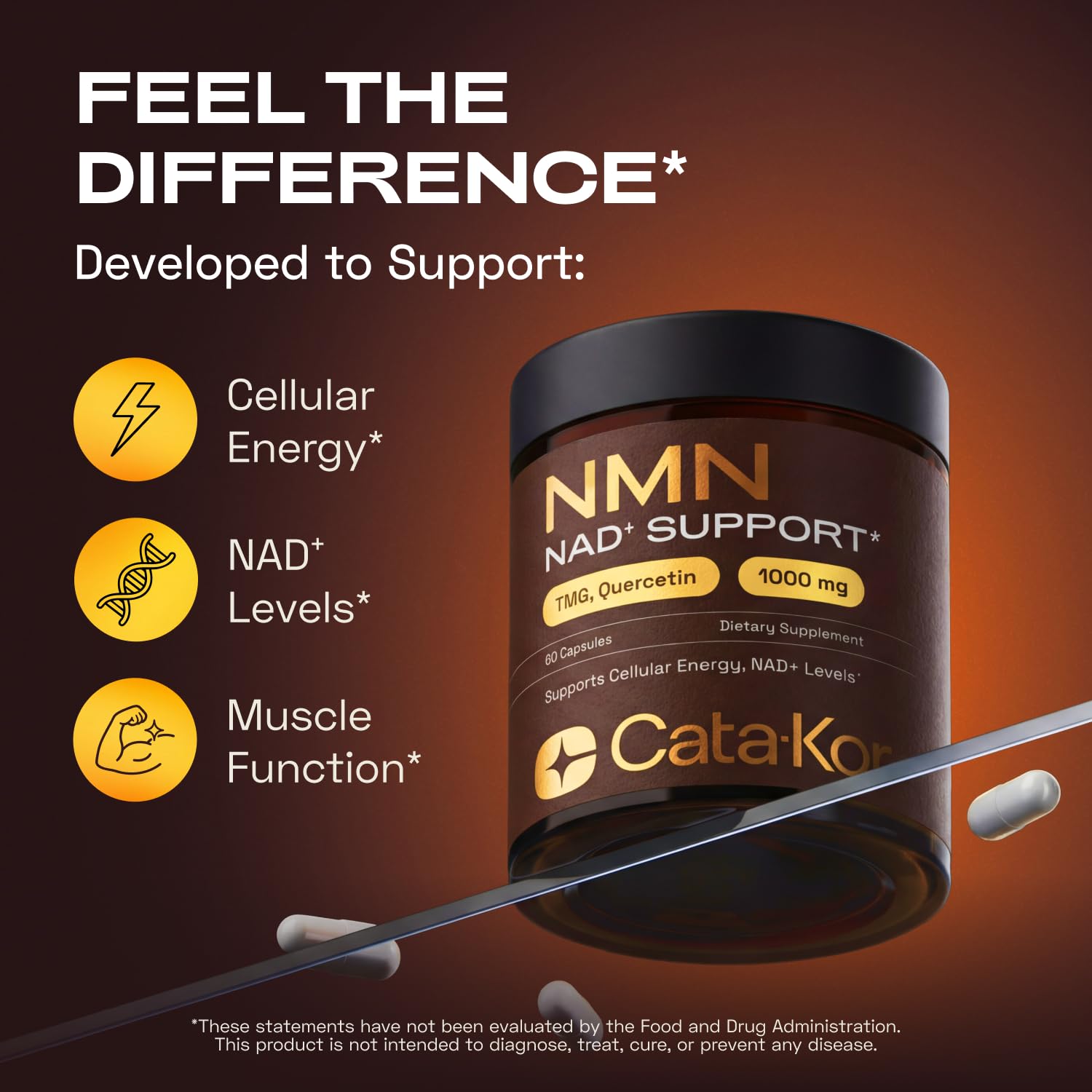 Mezcla 4 en 1: NMN, Quercetina, Resveratrol y TMG para energía.