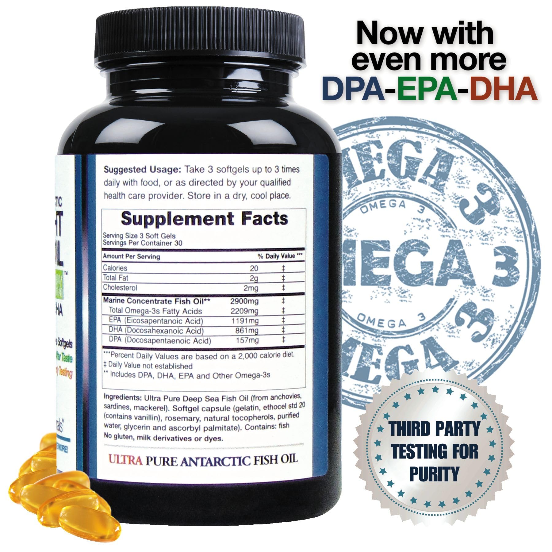 Etiqueta de vainilla suave en Omega3 de Catalina Naturals, sabor agradable.