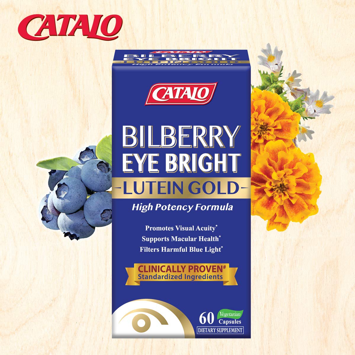CATALO Bilberry Eyebright Gold empaque para facilitar consumo y transporte.