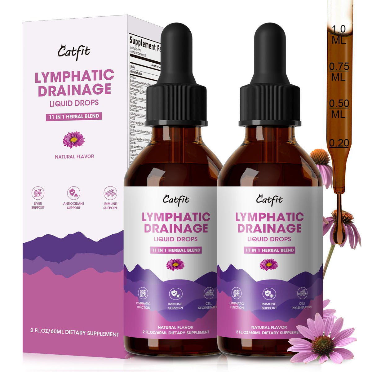 Catfit Gotas Drenaje Linfático: botella lista para uso diario y bienestar.