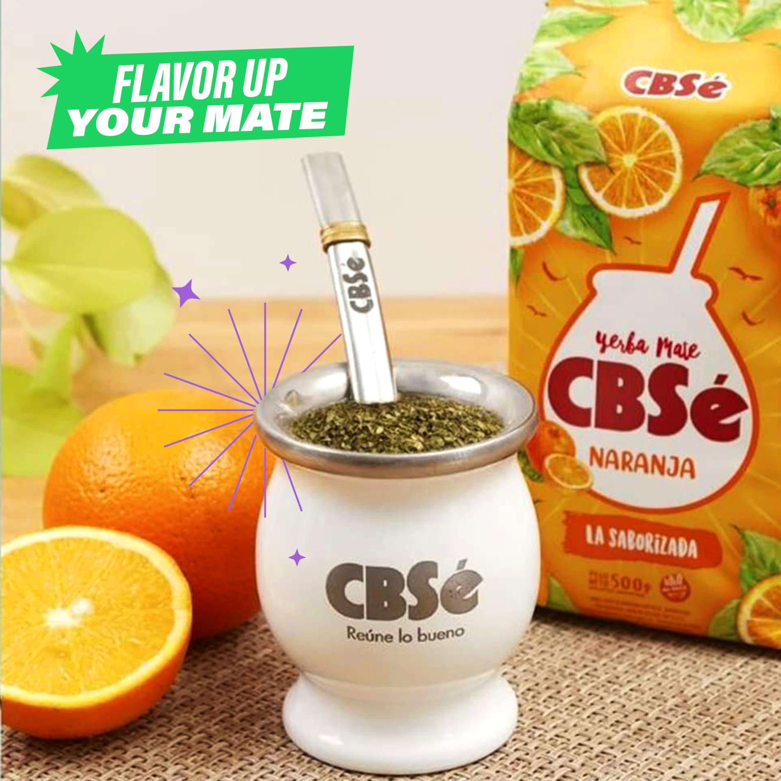 CBSé Yerba Mate Naranja: aroma cítrico que realza el sabor y la experiencia.