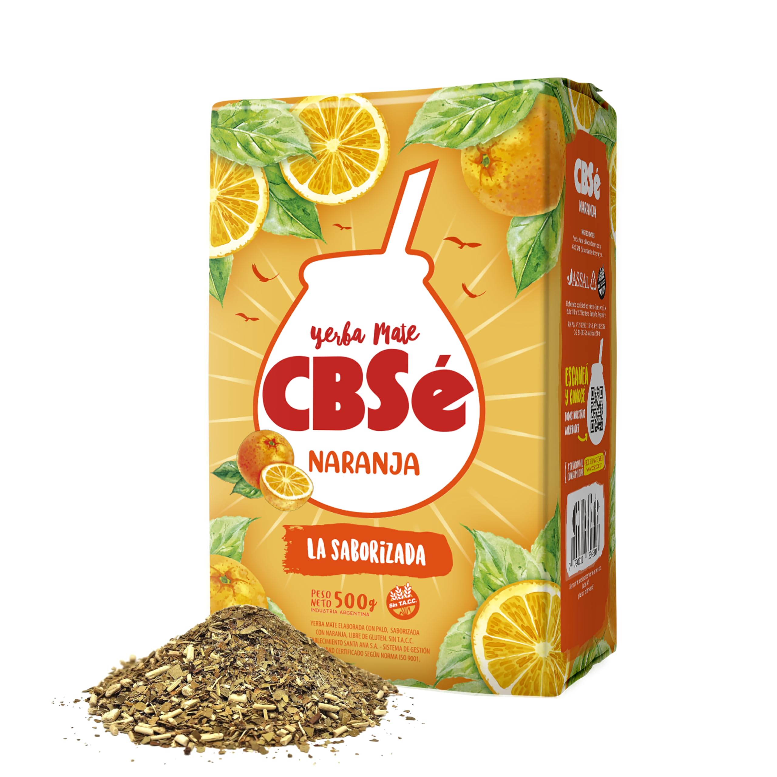 CBSé Yerba Mate Naranja: hojas sueltas listas para preparar un mate aromático.
