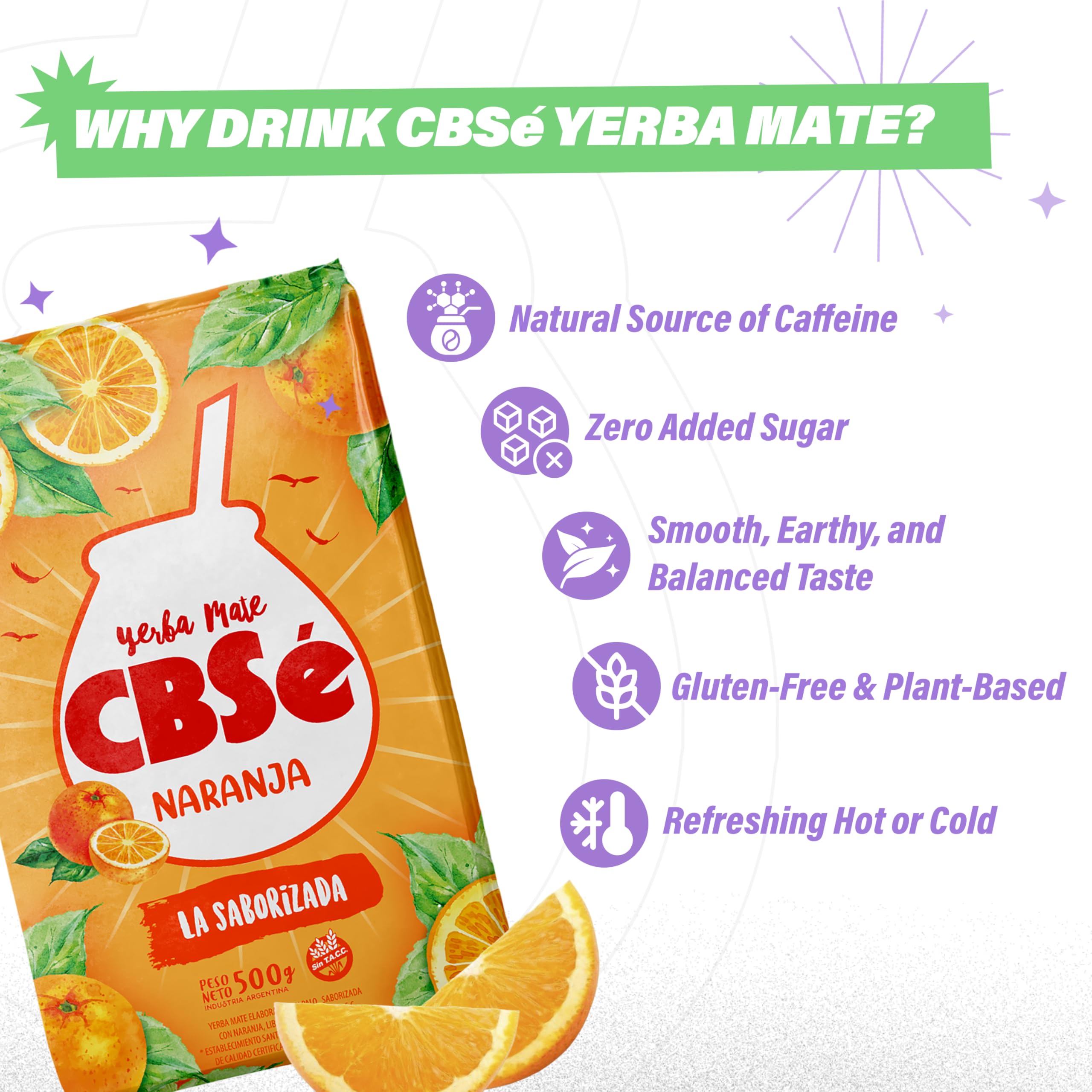 CBSé Yerba Mate Naranja: preparación tradicional con mate y bombilla para ritual diario.