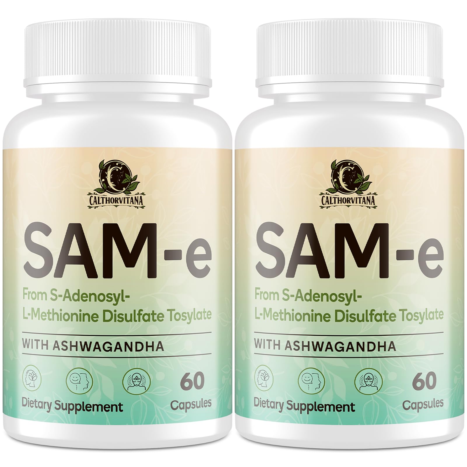 C Calthorvitana SAM-e con ashwagandha y L‑Teanina en cápsulas para uso diario.