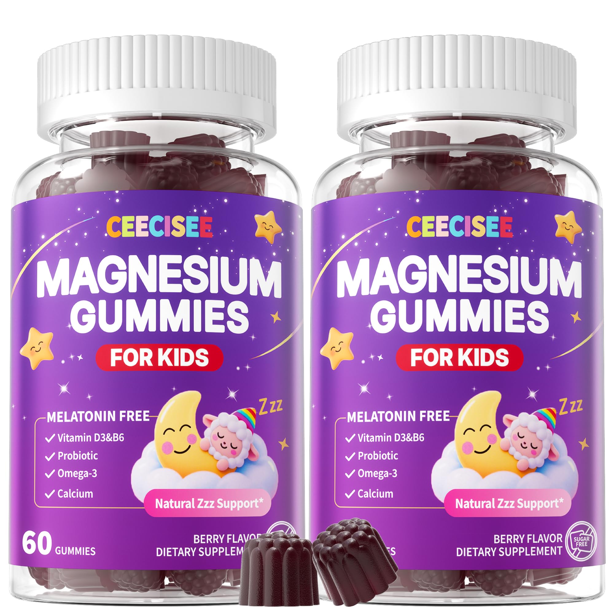 Ceecisee gominolas magnesio para niños, bote, apoyo suave al descanso nocturno