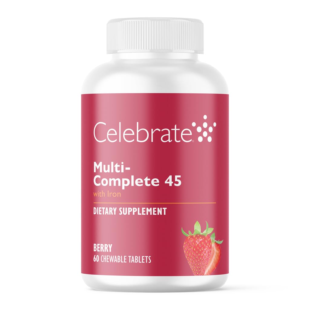 Frasco Celebrate Bariatric Multi-Complete Chewables, fácil de almacenar para uso diario.