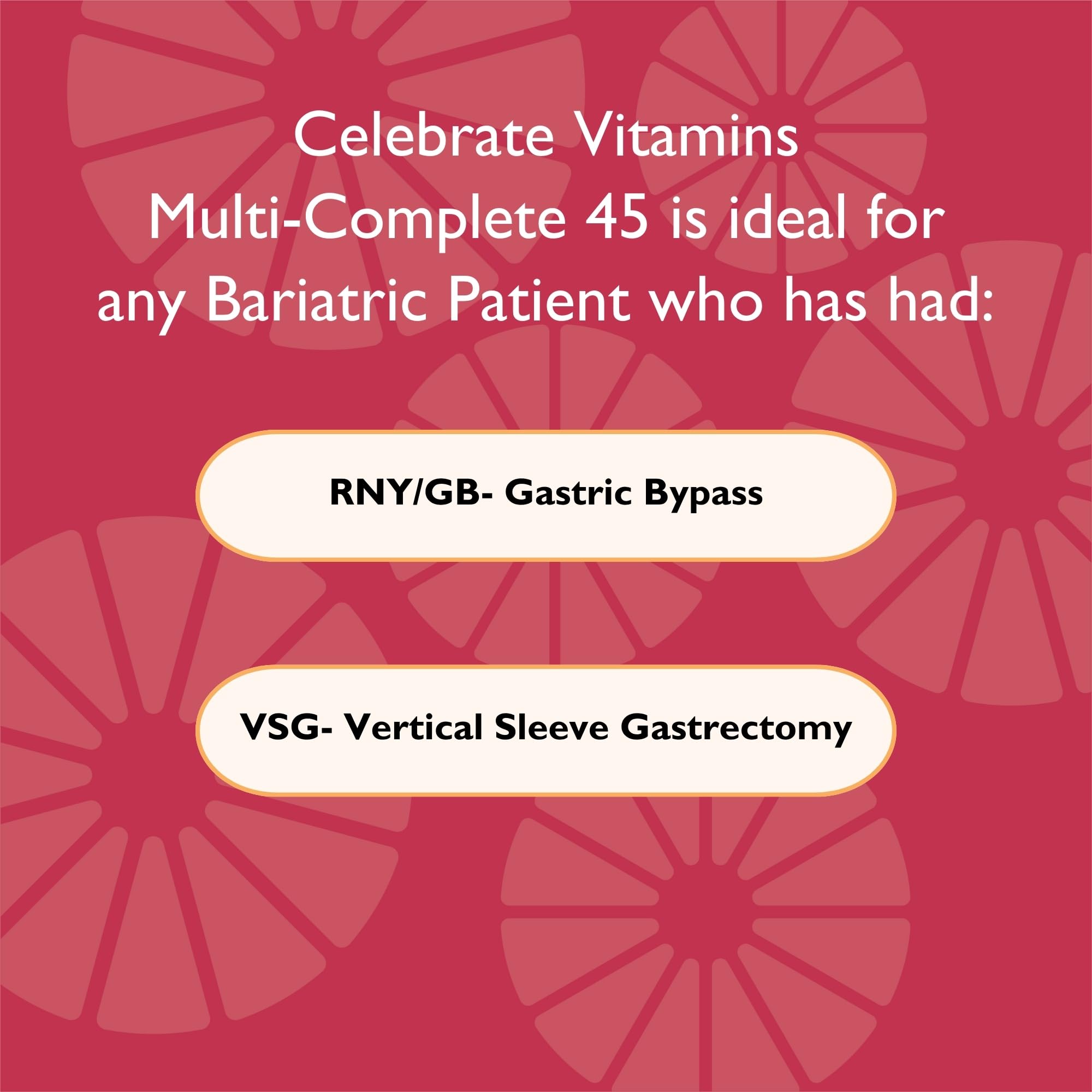 Celebrate Bariatric Multi-Complete Chewables para uso diario, fácil de integrar.