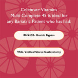 Celebrate Bariatric Multi-Complete Chewables para uso diario, fácil de integrar.