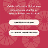 Celebrate Bariátrico Multivitamínico: etiqueta que indica vitaminas clave para salud postquirúrgica.